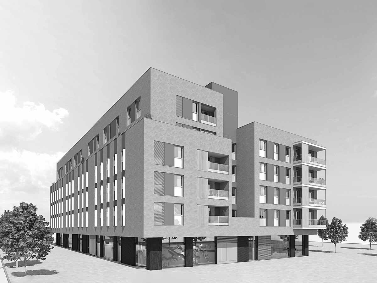 Edifici de 46 habitatges de protecció oficial, local comercial, aparcament i trasters al ARE “Eixample Sud” a El Prat de Llobregat 